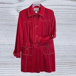 Nine West red jacket, rain, trench coat